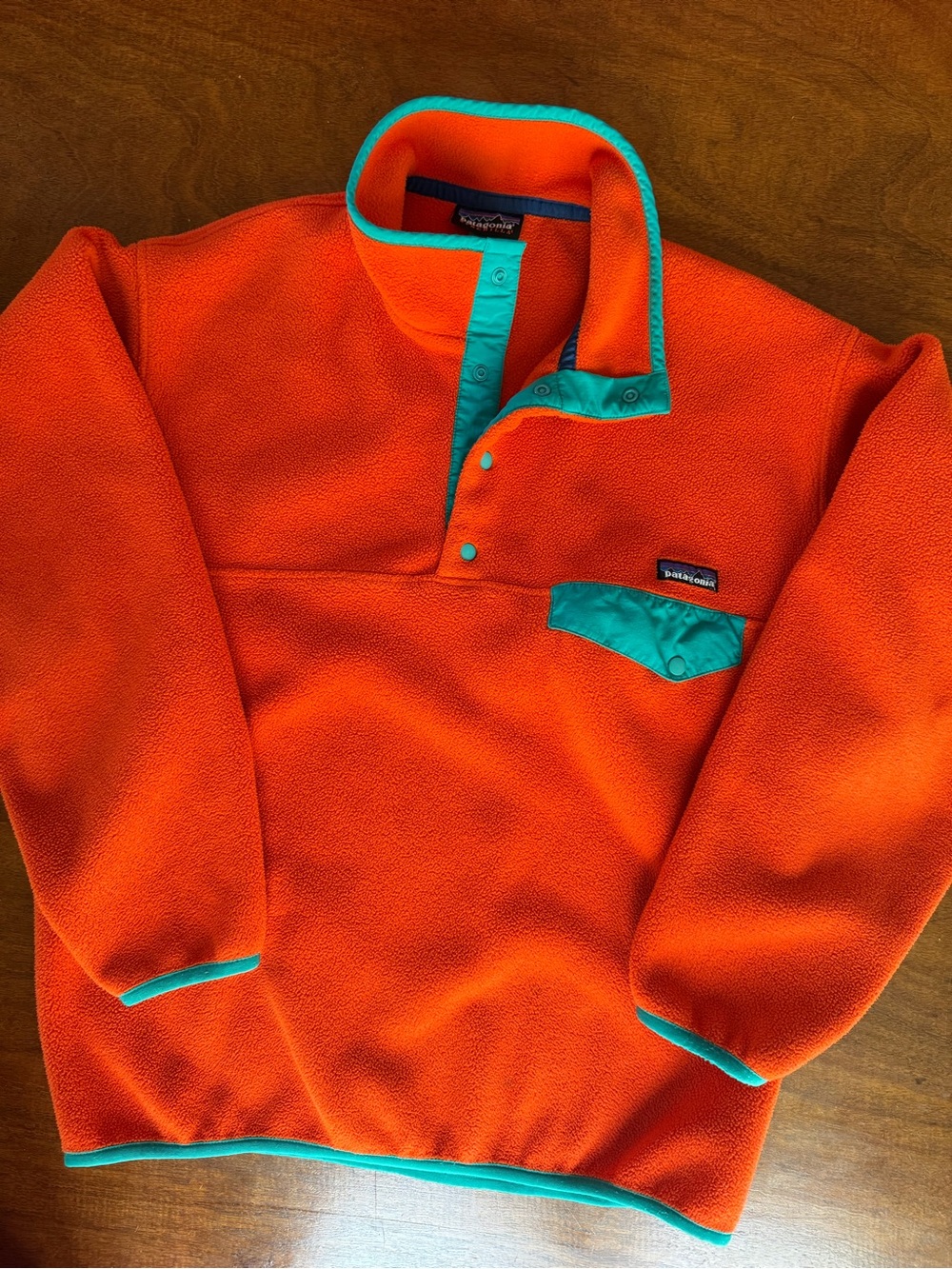 Patagonia Synchilla Snap-T Fleece Pullover Men’s M Orange Teal 2010s Retro